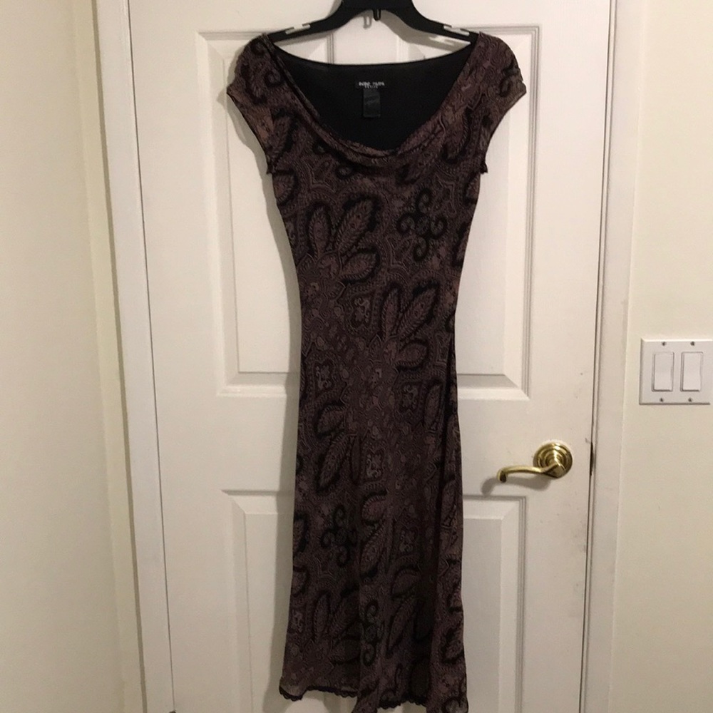 EUC Vintage BCBG silk dress black paisley 6P MSRP $158